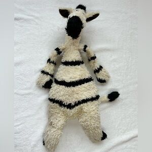 Jellycat London Junglie Bunglie Zebra Plush White Black Shaggy Stuffie Plush